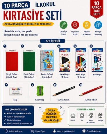 10 Parça İlk Öğretim Kırtasiye Seti - Thumbnail