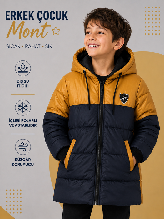 6-13 Yaş Alkan Erkek Çocuk Dolum Mont