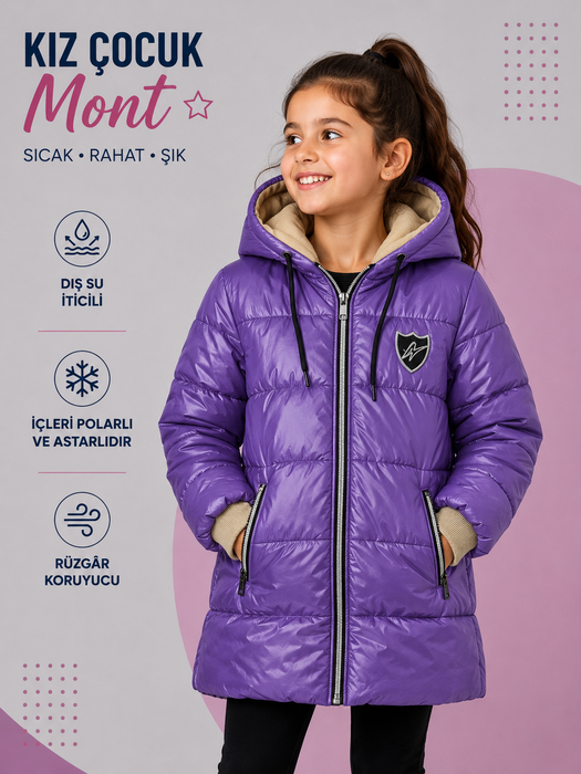 6-13 Yaş Kız Çocuk Alkan Dolum Mont