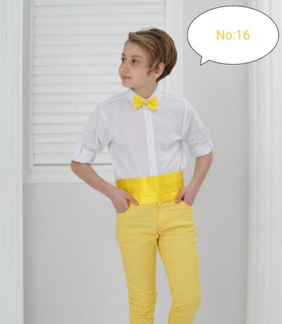 Erkek Çocuk Likralı Pantolon Katlamalı Kol Keten Gömlek 5-13 Yaş Kod 16 - Thumbnail